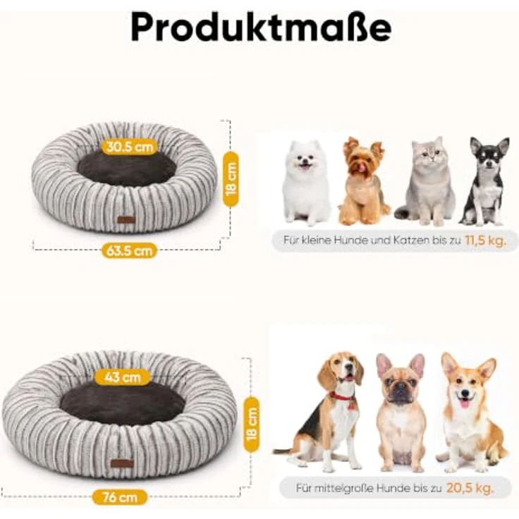 FUKUMARU Orthopädisches Hundebett, Katzenbett mit waschbarem Bezug, modernes Design mit Farbverlauf, 76 x 76 x 18 cm, Braun – Bild 5