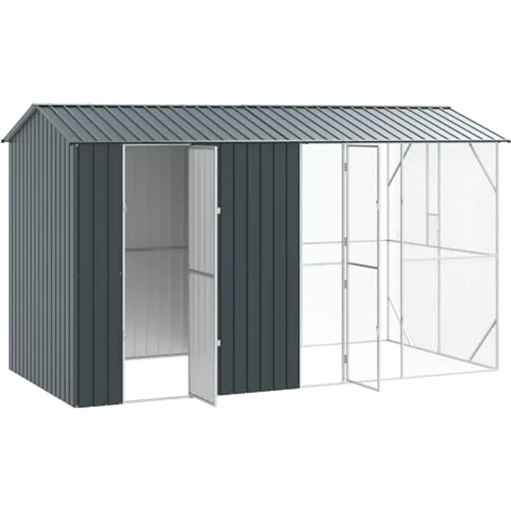 vidaXL Vogelkäfig Anthrazit, 430 x 208 x 247 cm, wetterfester verzinkter Stahl, moderne Vogelvoliere für Garten und Terrasse, geräumiger Außenbereich für Vögel – Bild 5