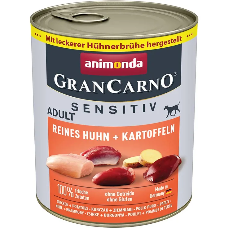 animonda GranCarno Sensitiv Huhn und Kartoffel, Getreidefreies Hunde-Nassfutter, 6x800g