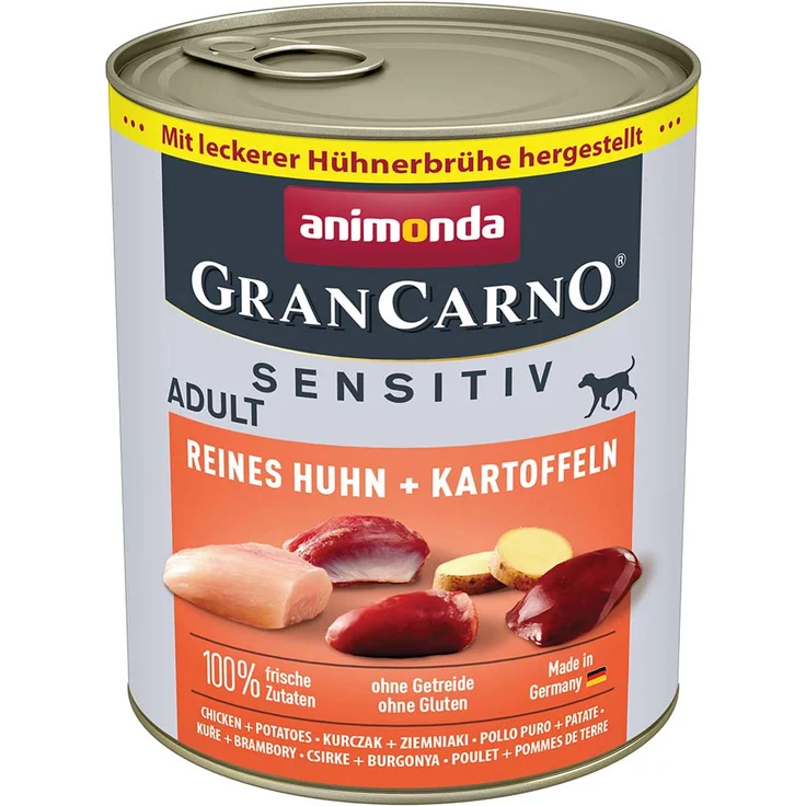 animonda GranCarno Sensitiv Huhn und Kartoffel, Getreidefreies Hunde-Nassfutter, 6x800g – Bild 1