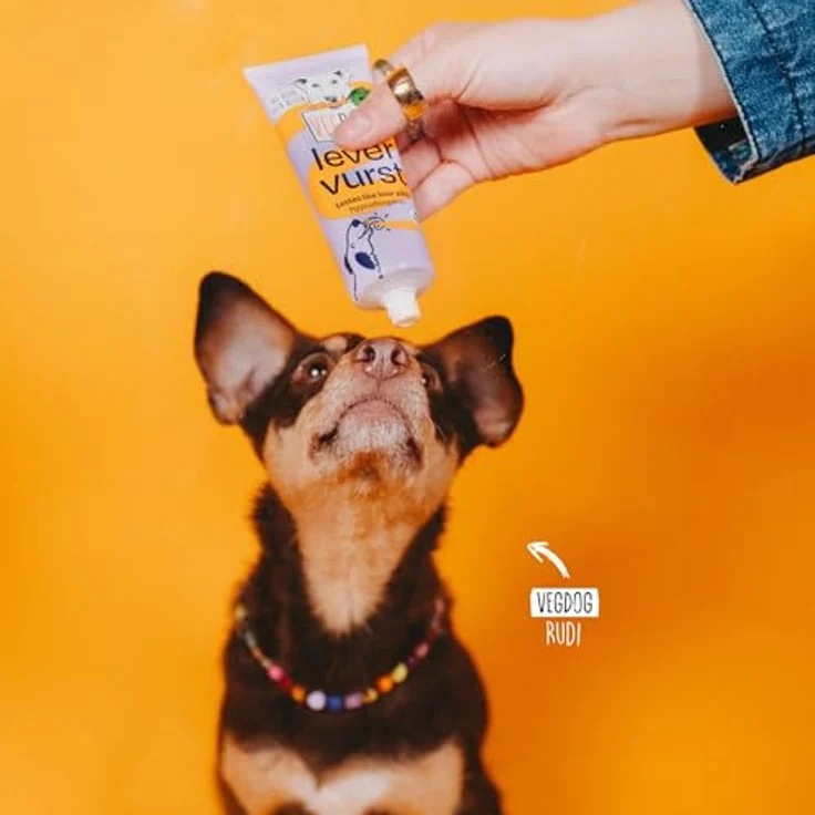 VEGDOG Levervurst Schlecksnack, pflanzlich, hypoallergen, 75g - veganer Snack für Hunde, ohne Zuckerzusatz und Soja, ideal für sensible Mägen – Bild 3
