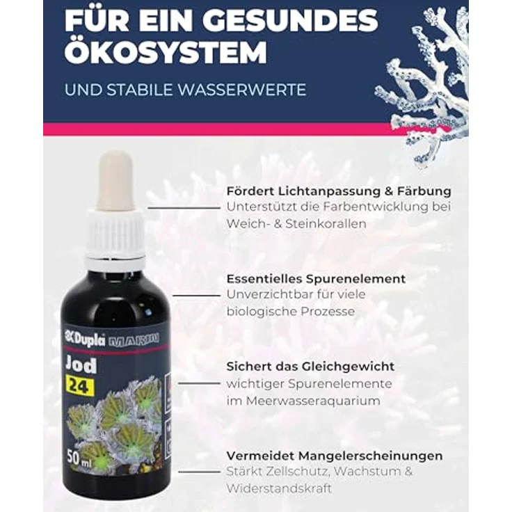 Dupla Marin Jod 24, 50 ml, essentielles Spurenelement für Meerwasseraquarien zur Nährstoffversorgung von Korallen, Krebstieren und Algen – Bild 4