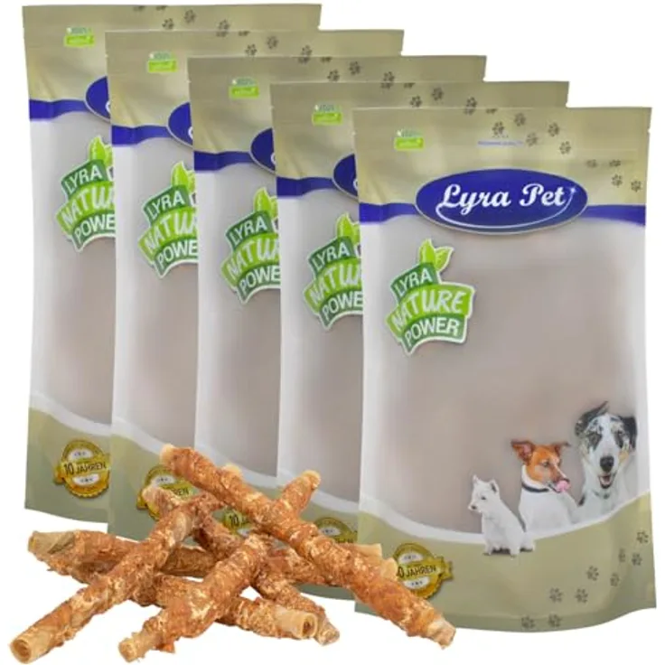 Lyra Pet® Kaurollen mit Hühnerbrust, 5 kg, 30-34 cm, fettarm, zahnreinigend, getrockneter Kausnack für Hunde