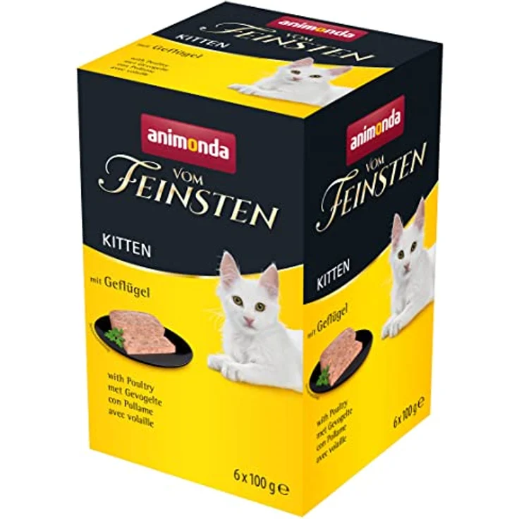 animonda vom Feinsten Kitten Nassfutter, getreidefreies Katzenfutter mit Geflügel, 6 x 100 g, ohne Zucker, mit frischen Zutaten für Kitten – Bild 1