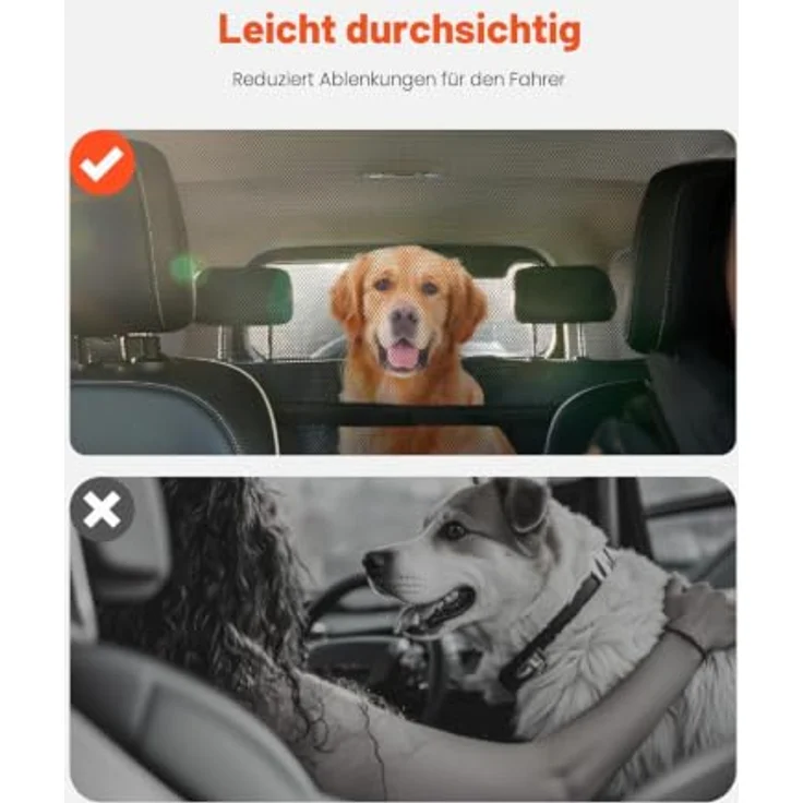 VEVOR Hunde Autobarriere 1415 mm, Trennwand mit Netzgewebe zur Montage an Vordersitzen, universelles Hundegitter für SUVs und Lkw, schwarz – Bild 4