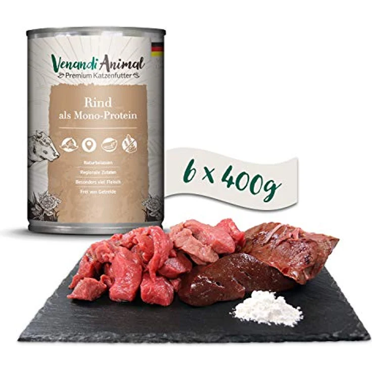 Venandi Animal Premium Nassfutter für Katzen, Rind als Monoprotein, getreidefrei, 6er Pack (6 x 400 g) – Bild 4