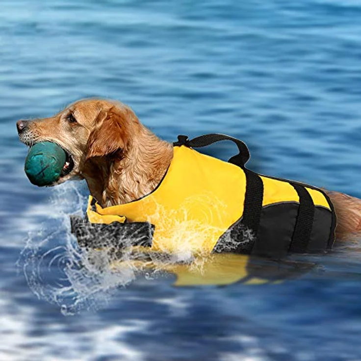 Izefia Hund Schwimmweste Sicherheitsmantel für kleine Hunde, Gelb, Größe S mit verstellbaren Trägern und Griff – Bild 5