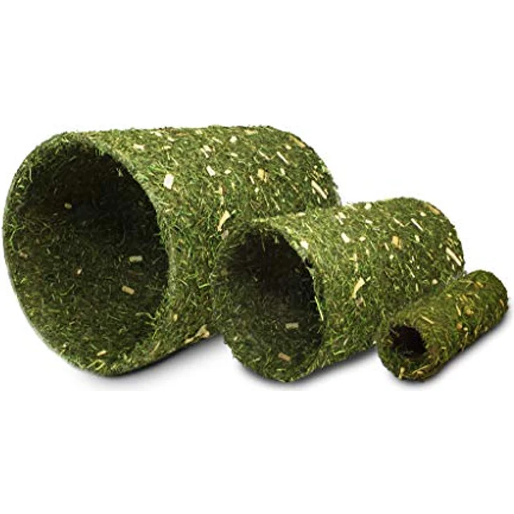 JR FARM Heu-Tunnel + Naturholz, Knabberspaß für Kleintiere, 25 cm Länge, 380 g – Bild 2