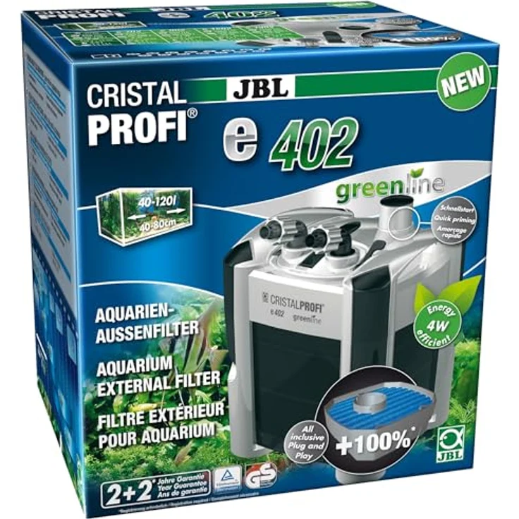 JBL CristalProfi e402 greenline, Außenfilter für Aquarien mit effizienter Filtrationstechnologie – Bild 1