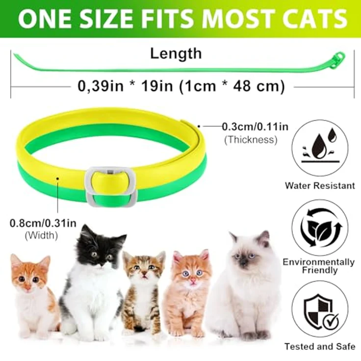 Bibonse Flohhalsband Katze 4er Set, Verstellbar und Wasserdicht, 24 Monate Schutz, Hypoallergen, 48 cm Länge – Bild 4