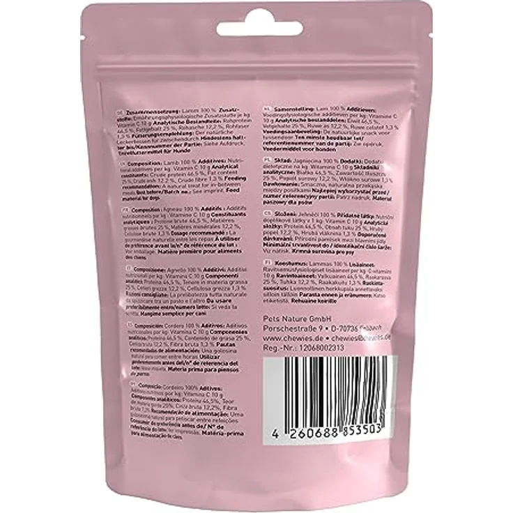 Chewies Fleischstreifen Mini aus 100% Lamm, 70 g, hypoallergen & getreidefrei, getrocknete Kausnacks für Hunde – Bild 2