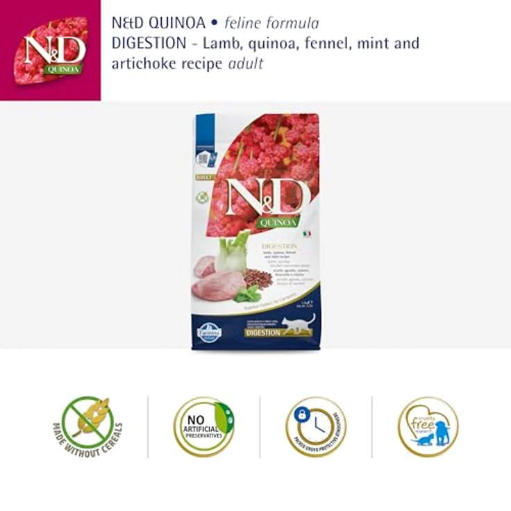 Farmina Quinoa Agneau & Fenouil, Katzen-Trockenfutter mit 92 % Eiweiß tierischen Ursprungs, 1,50 Kg, getreidefrei – Bild 5