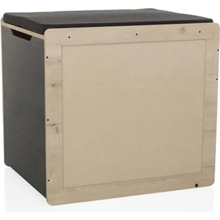 hjh LIVING Kitty PAWBOX 2 Katzenhaus, 50x60x55,5 cm, Schrank für Katzenklo und Katzenbett, belastbar bis 30 kg, Schwarz/Eiche, mit Kratzbrett und waschbarem Polster – Bild 5