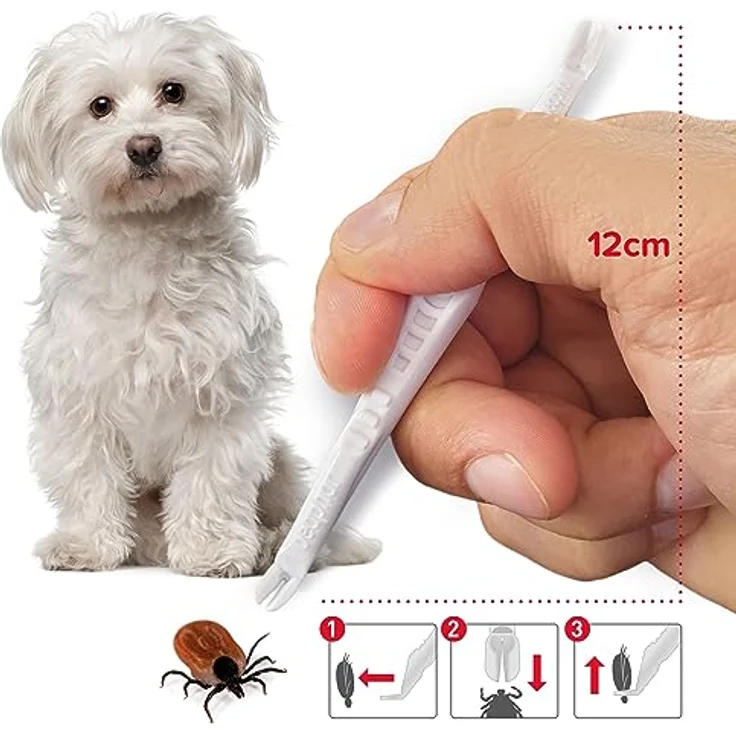 beaphar Zeckenstift für Hunde und Katzen, Doppelkopf-Fangschlitz für alle Zecken-Größen, wiederverwendbar, 12 cm, Weiß – Bild 4