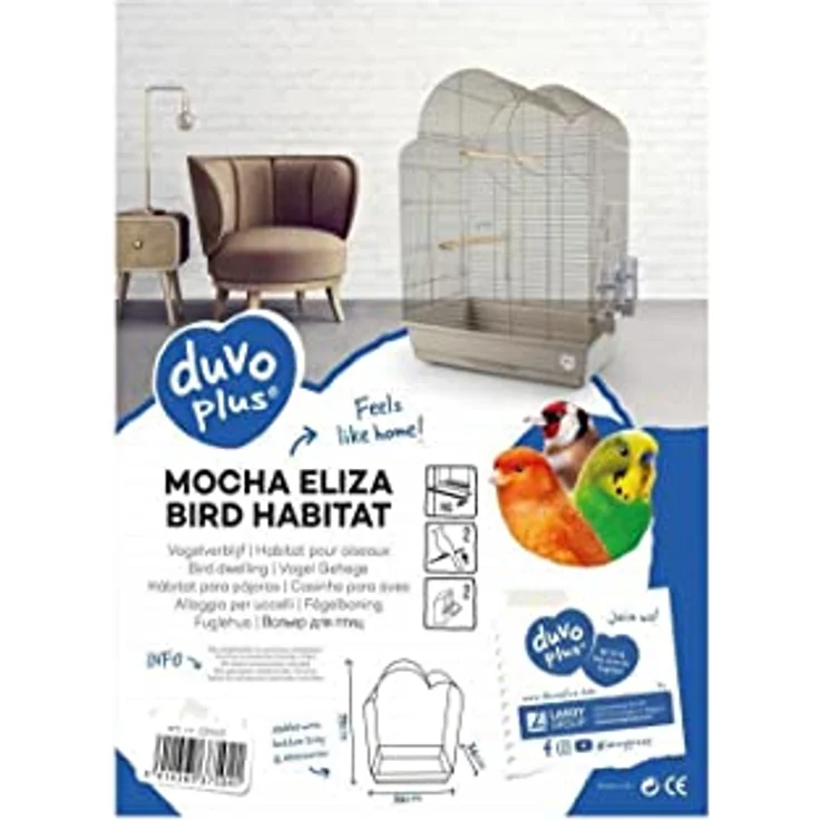 duvoplus Käfig für Vögel Mocha Eliza 54 x 34 x 75 cm, Mokka, geeignet für verschiedene Vogelarten – Bild 2