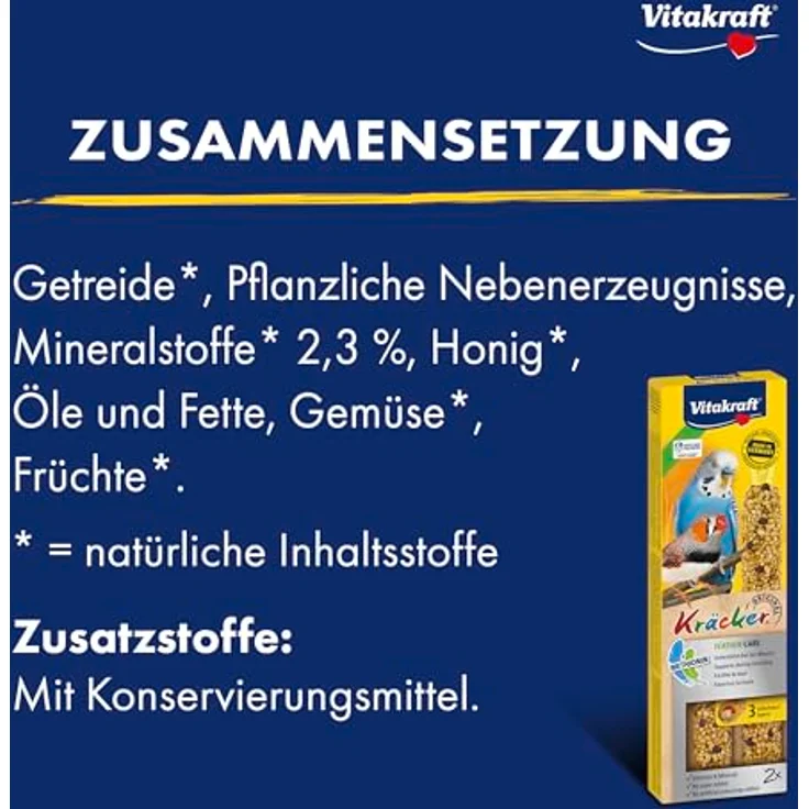 Vitakraft Kräcker zur Mauserhilfe, Knabberstangen für Wellensittiche mit Vitaminen und Mineralien, zuckerfrei, 10x 60g – Bild 4