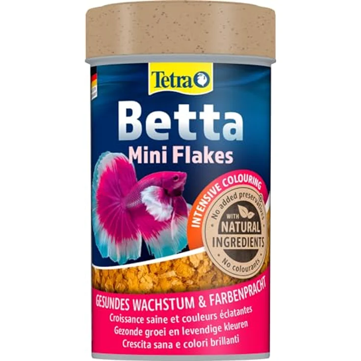Tetra Betta Flakes, spezielle Flocken für Kampffische und Labyrinthfische, 100 ml Dose mit gefriergetrocknetem Krill und ohne Farbstoffe – Bild 1