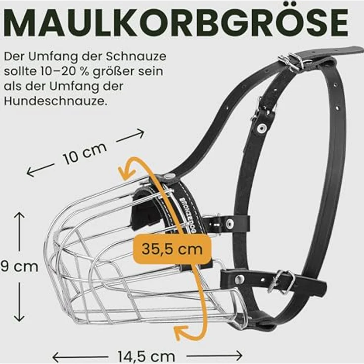 BRONZEDOG Maulkorb für Hunde, Metallmaske mit verstellbaren Lederriemen, für Amstaff und Pitbull, Braun (Rosa), one Size – Bild 3