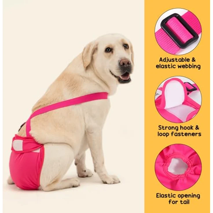 Avont 3 Stück Wiederverwendbare Hundewindeln, Hochsaugfähige, Waschbare Damenbinden für weibliche Haustiere - Schwarz/Rosa/Lila – Bild 3