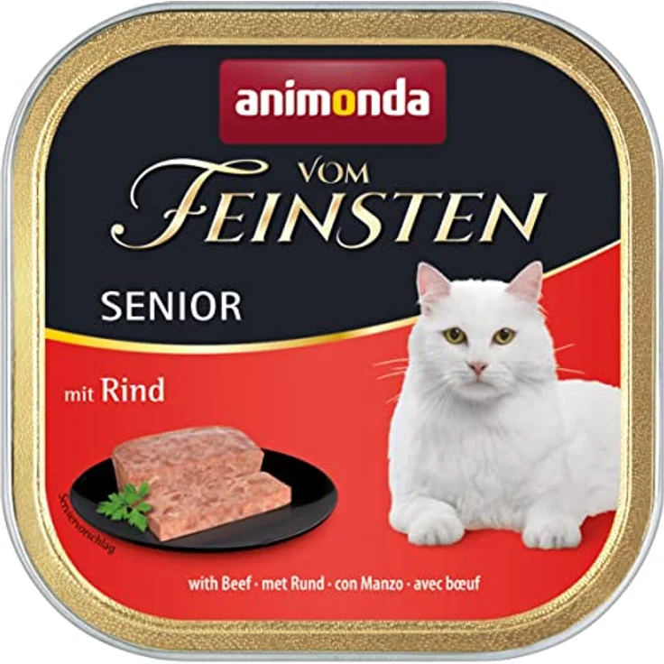 animonda vom Feinsten Senior Katzenfutter nass mit Rind, 32x100g, ohne Getreide und Zucker, mit frischen, fleischigen Zutaten für Katzen ab 7 Jahren – Bild 1