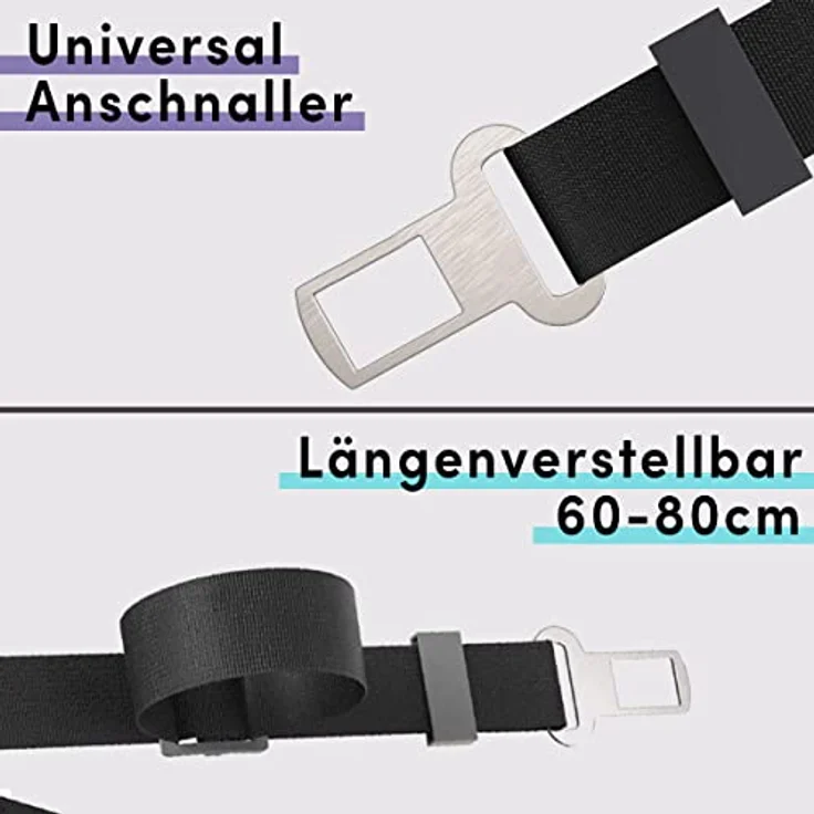 STUCH Universeller Bungee Sicherheitsgurt für Hunde & Katzen, längenverstellbar (60-80cm), passend für alle Autotypen, schwarz – Bild 4