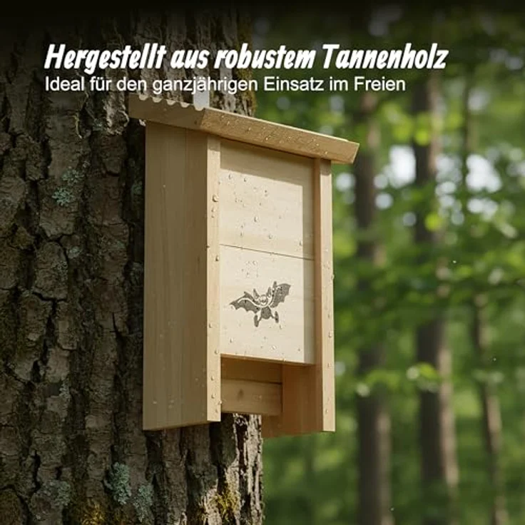 relaxdays Nistkasten Fledermauskasten 2er Set, unbehandeltes Holz mit Anflughilfe, natur – Bild 2