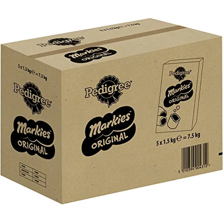 Pedigree Markies Hundesnacks mit Markknochengeschmack, 5 Packungen (5 x 1,5 kg), knusprige Kekse mit Omega 3 und Vitaminen