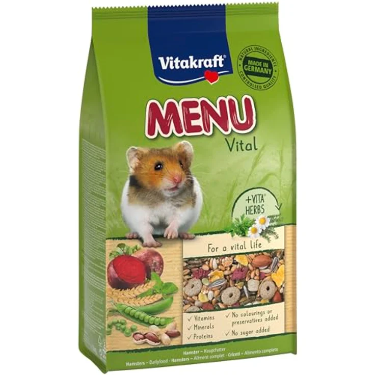 Vitakraft Menu Vital, Hamsterfutter mit Gemüse und Nüssen, enthält lebenswichtige Vitamine und Mineralien, 1kg, ohne Zuckerzusatz – Bild 1