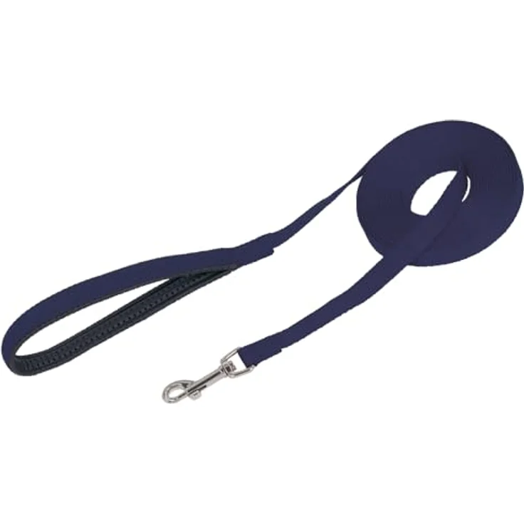Nobby 73254-06 Schleppleine flach, 1500 cm lang, 15 mm breit, blau mit gepolsterter Handschlaufe