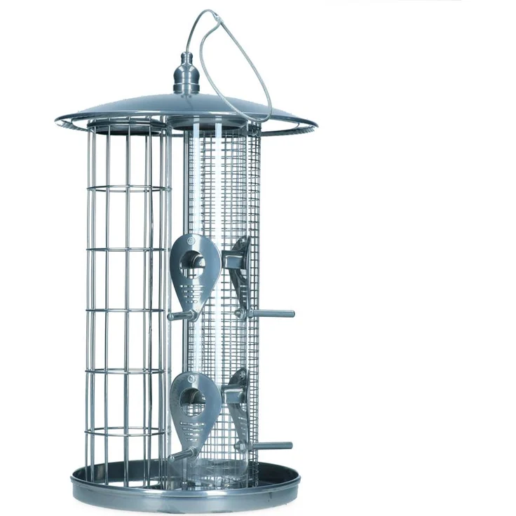 Pawise Super Bird Feeder 3 in 1, Wetterfestes Vogelhaus mit 3 separaten Fächern für verschiedene Futterarten, abnehmbarer Deckel und flexibles Aufhängesystem