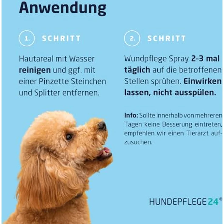 Hundepflege24 Wundspray für Hunde, 125ml - Desinfiziert, beruhigt und schützt Wunden ohne zu Brennen, Hautfreundlich und vegan, made in Germany – Bild 4