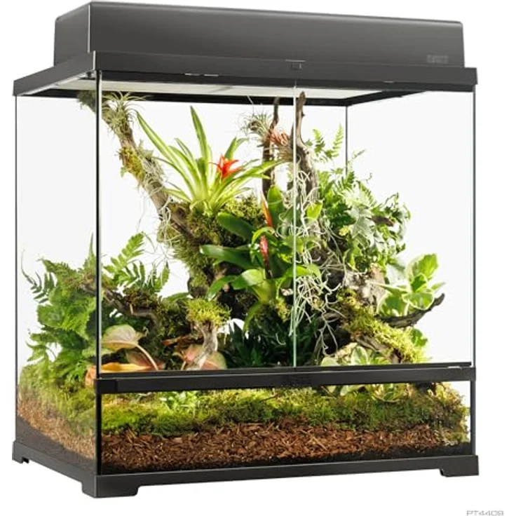 Exo Terra Pro Glasterrarium, Terrarium für Reptilien 60 x 45 x 60 cm mit verschließbarer Fronttür, Edelstahl-Netzgitterabdeckung und einstellbarem Belüftungssystem – Bild 1