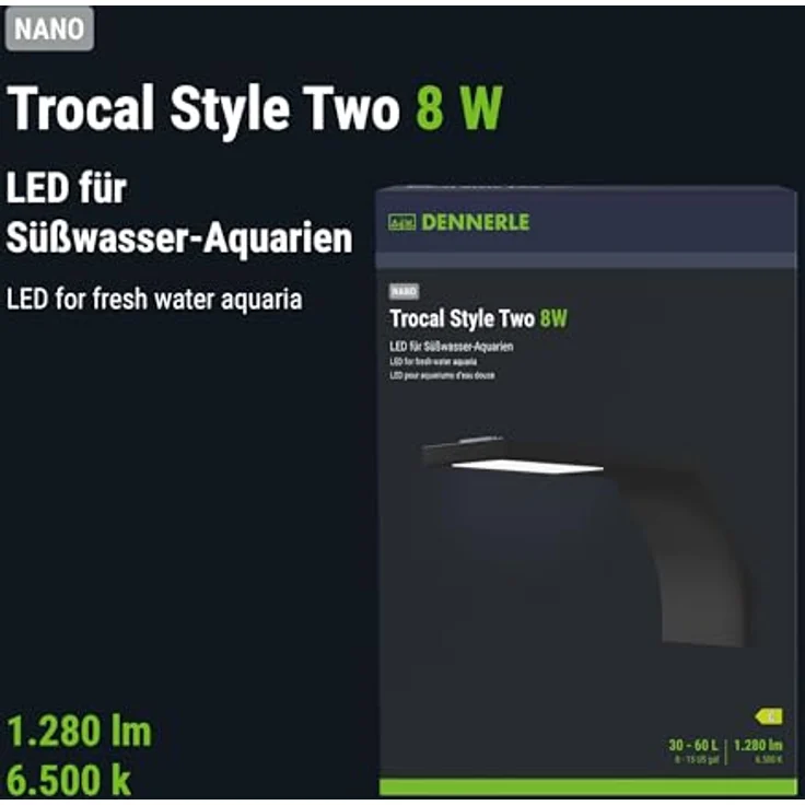 DENNERLE LED Aquariumleuchte Trocal Style Two, 6/8 Watt, Tageslicht 6500 Kelvin, hohe Lumenleistung für Pflanzenwachstum – Bild 2