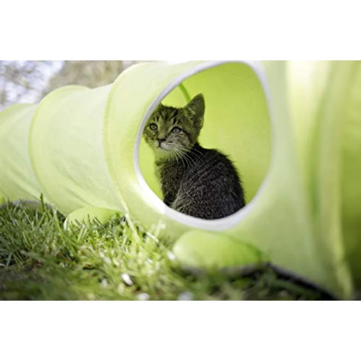 Kerbl Pet Katzentunnel Raupe Ø 30 cm x 170 cm, Spieltunnel für Katzen mit Reißverschluss und Plüschmaterial, faltbar – Bild 2