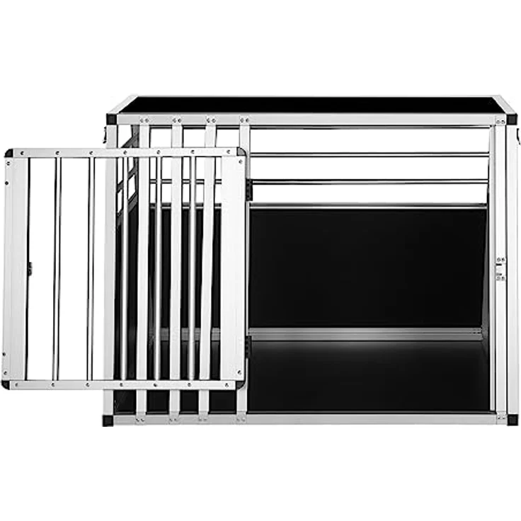 EUGAD Hundebox Auto Kofferraum, Aluminium Hundetransportbox für große mittlere Hunde, trapezförmig 92x65x66 cm mit Sicherheitsverschluss, leicht und stabil, für Zuhause und unterwegs – Bild 4