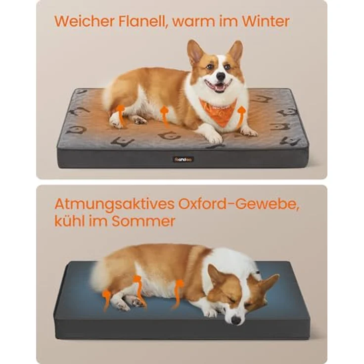Feandrea Hundebett PGW242G01, Waschbares Hundekissen, Abnehmbar und Wasserdicht, 91 x 63 x 8 cm, Größe L, Taubengrau, für mittelgroße Hunde – Bild 3