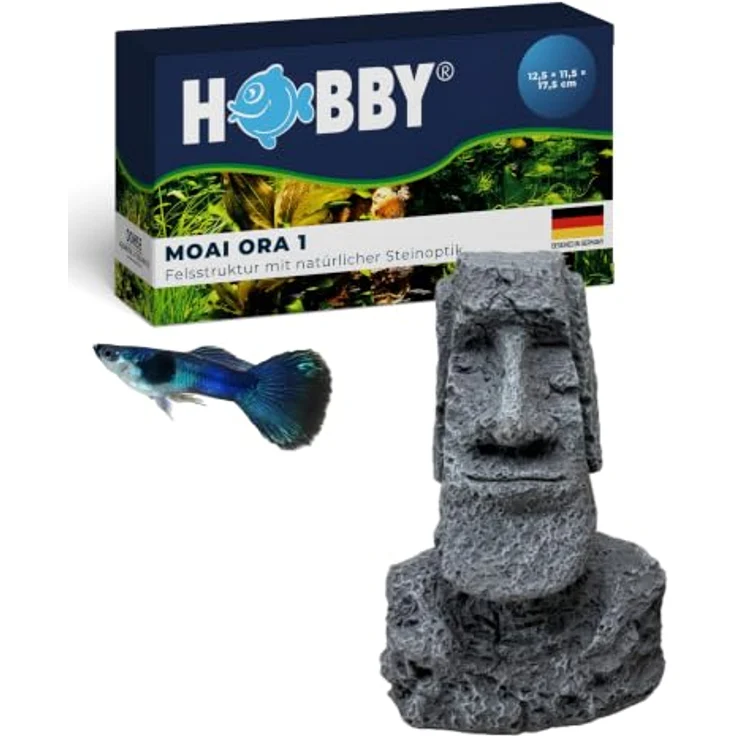 HOBBY Aquariendeko Moai Ora 1, Steinoptik Dekoration für Aquarium und Terrarium, 12,5 × 11,5 × 17,5 cm – Bild 1