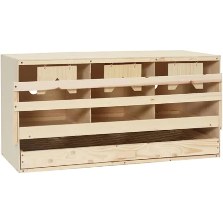 vidaXL Legenest Hühnernest 3 Fächer 72 x 33 x 38 cm Massivholz Kiefer – Bild 2