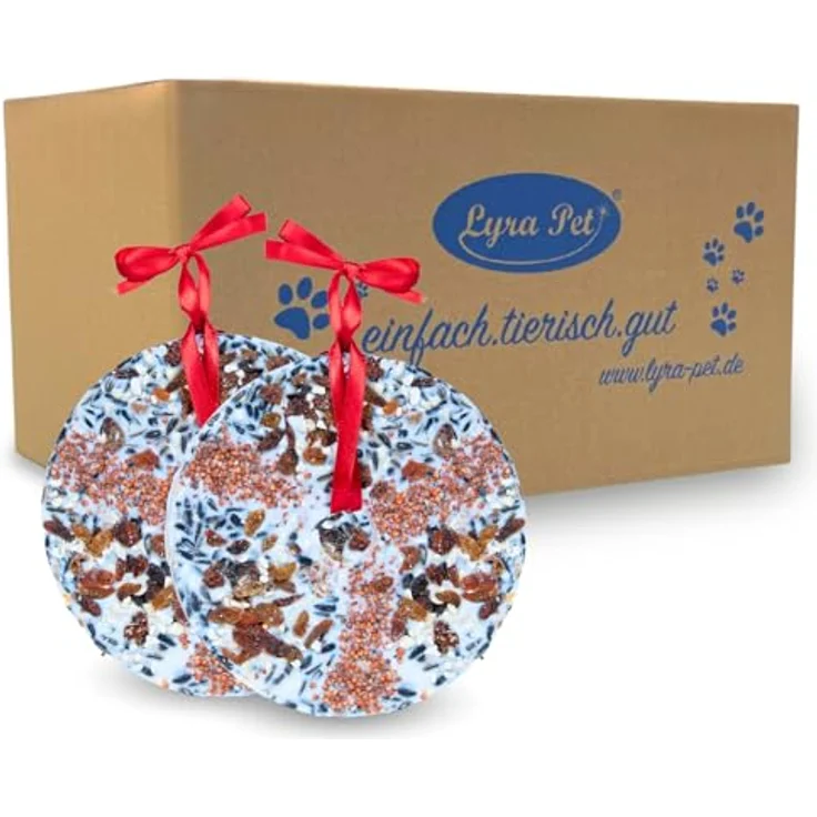 Lyra Pet® Vogeltaler, 3 x 6 STK. mit je 460 g fettreichem Vogelfutter zum Aufhängen, nährstoffreich und dekorativ, ideal für Balkon & Terrasse, Energiequelle für Wildvögel im Sommer & Winter – Bild 1