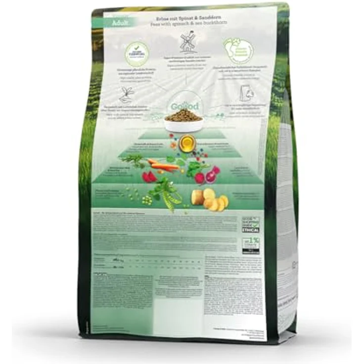 Goood Adult Veggie Hundefutter, vegetarisches Trockenfutter mit Erbse, Spinat und Sanddorn, getreidefrei, 1,8kg für alle Rassen und Größen – Bild 2