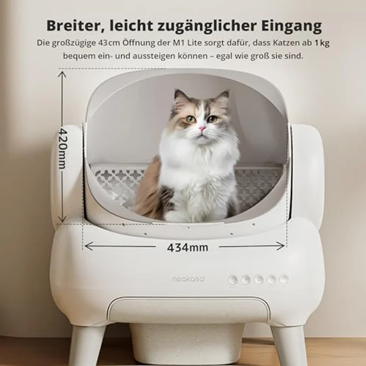 Neakasa M1 Plus Lite, Selbstreinigende Katzentoilette mit offenem Design, XXL Kapazität, App-Steuerung, geruchsfrei und hygienisch für mehrere Katzen – Bild 3