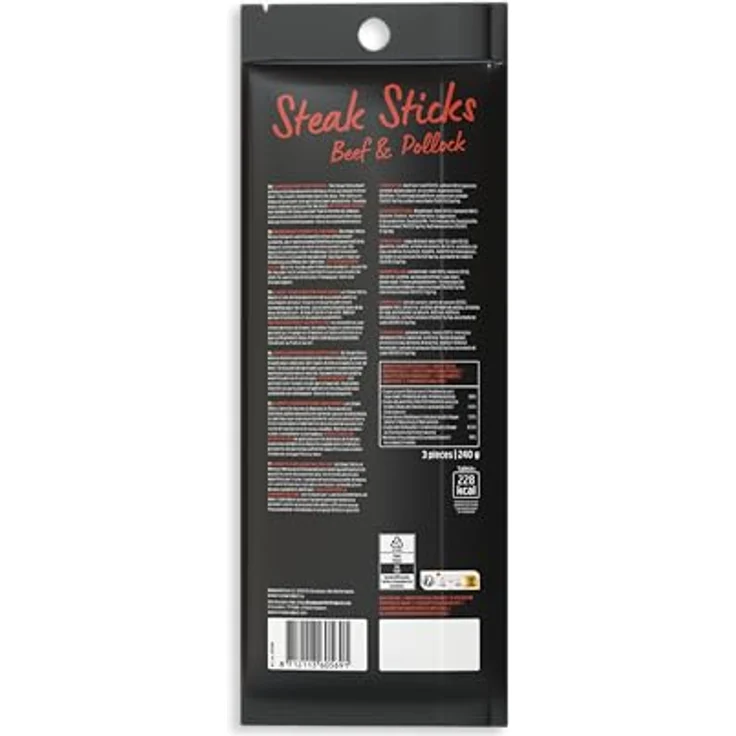 Rosewood Steak Sticks Rind & Seelachs Large, 3 Stück, 240 g – Kausnack aus Rinderhaut für Hunde, unterstützt die Zahnpflege, ohne Getreide, ohne künstliche Zusatzstoffe – Bild 2
