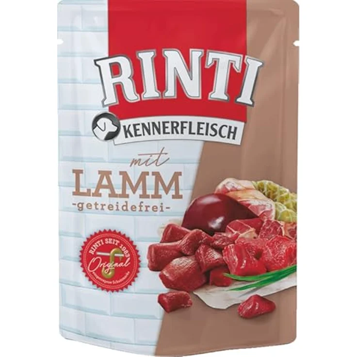 RINTI Kennerfleisch Lamm, 10 x 400 g, Getreidefreies Alleinfutter für ausgewachsene Hunde mit hohem Fleischanteil zur Regulierung der Verdauung – Bild 2