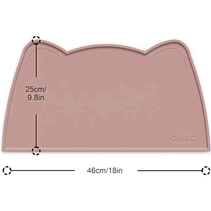 OHMO Napfunterlage für kleine Hunde und Katzen, rutschfeste Silikonmatte, wasserdicht, 46x25cm, Tee Rosa – Bild 2