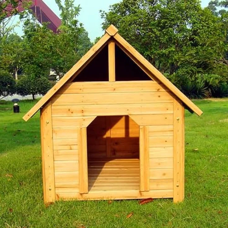 Mucola Wetterfeste XXL Hundehütte aus Holz, 75x115x95 cm, für mittelgroße Hunde, blockhaus-design, großes Eingang 34x44 cm, erhöhte Füße 7 cm, pflegeleicht und hygienisch, outdoor geeignet – Bild 2