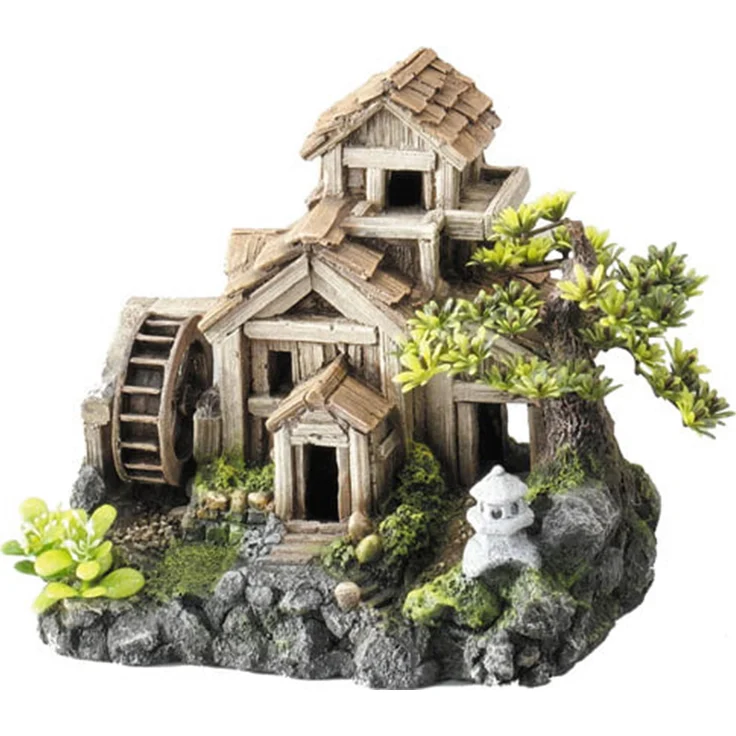 Europet Bonsai Mühle Aquariumdekoration, 16x14x16 cm, ungiftiges Kunstharz für Süß- und Meerwasser-Aquarien – Bild 1