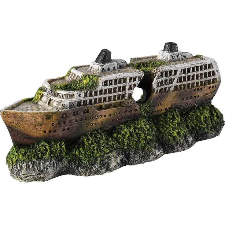 EBI Aqua Della Mini Cruiser Ship, Aquarium Dekoration aus hochwertigem Polyesterharz, 7,5 cm breit, detailreiche maritime Gestaltung
