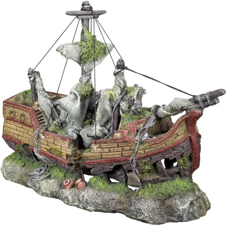 Nobby Aquariendeko "SCHIFFSWRACK GALEONE", detailgetreue Polyresin-Dekoration für Süß- und Meerwasseraquarien – Bild 1