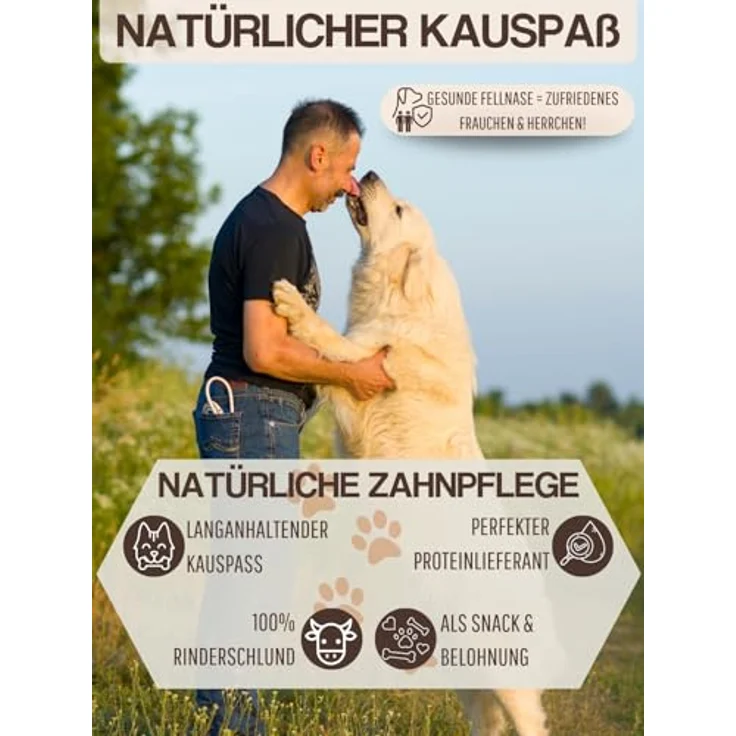 WEPO Rinderdörrfleisch Hund, 1kg Pansen/Rinderschlund getrocknet, 8-12cm Kausnacks, 100% Rind, getreidefrei, perfekt für Zahnpflege und Kaubedürfnis – Bild 5