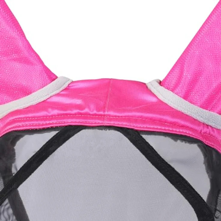 Harrison Howard CareMaster Pro Luminous Pferde Fliegenmaske UV-Schutz mit Ohrenschutz, Rosa, für Kaltblut (XL) – Bild 5